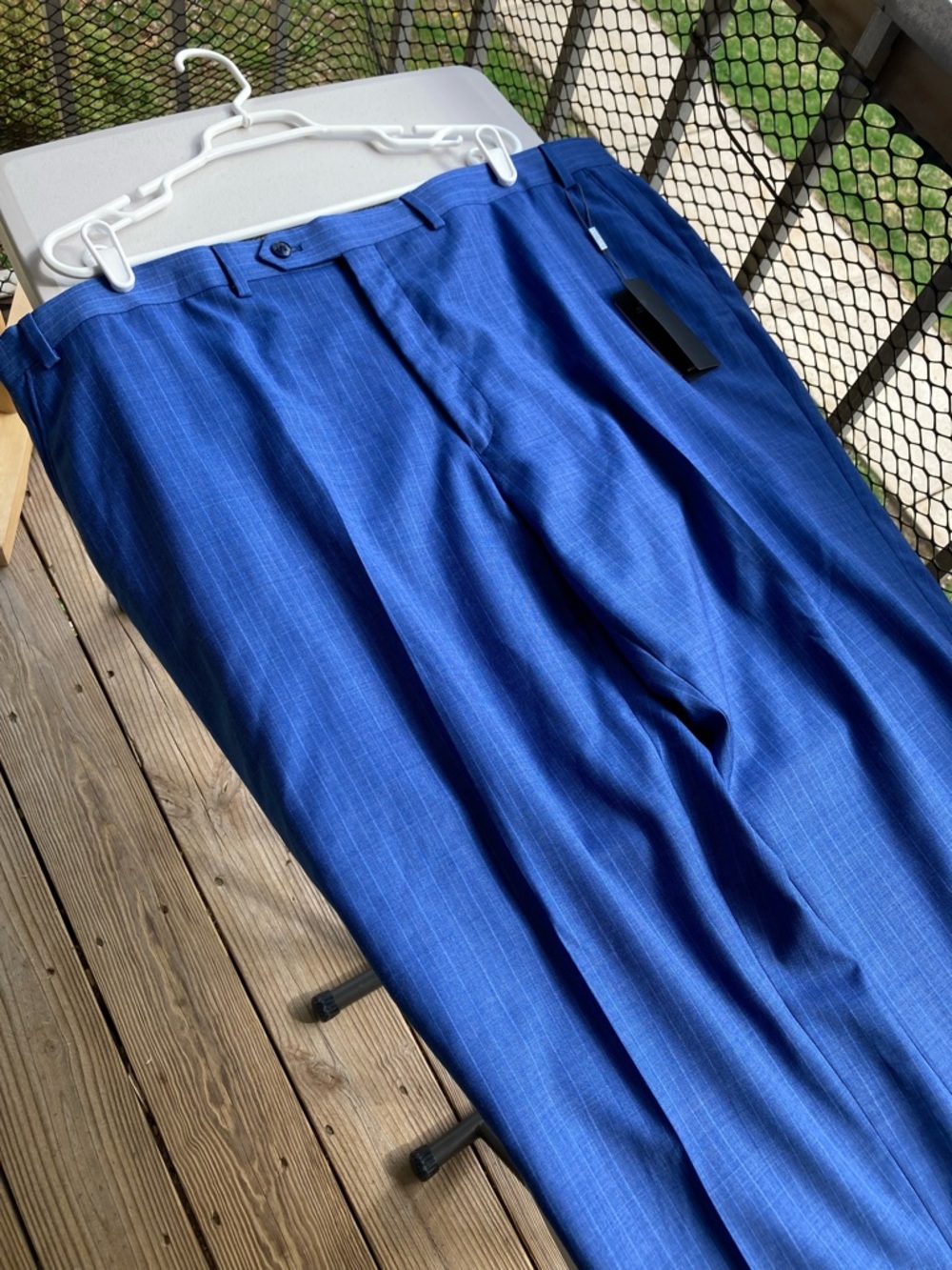 Michael Kors Wool Blend Blue Pinstripe Dress Pants Stretch Trousers Malone 44/32 - Picture 8 of 17
